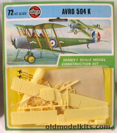 Airfix 1/72 Avro 504 K (504K) Blister Pack, 01048-5 plastic model kit